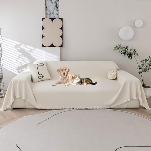 Wendbarer Chenille-Sofa-Schonbezug für L-förmige Couch, AB, doppelseitiger 3-Sitzer-Bezug, haustiersicher und maschinenwaschbar, passend für Ecksofa (A-Grau, 180 x 260 cm) von Generisch