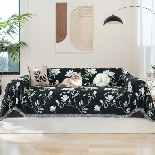 Wendbarer Chenille-Sofa-Schonbezug für L-förmiges Ecksofa, doppelseitiger 3-Sitzer-Couchbezug, haustiersicher, maschinenwaschbar, A-Grau, 180 x 260 cm von Generisch