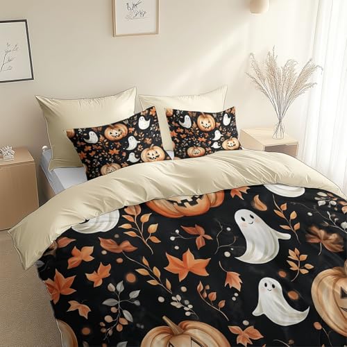 Wende Bettwäsche Halloween Süßer Kürbis Bettbezug 135 x 200 cm + 80 x 80 cm Beige Weich 2 teiligs Atmungsaktiv Microfaser Betten Set mit Reißverschluss Wende Bettwäsche Halloween Süßer Kürbis Bettbezug 135 x 200 cm + 80 x 80 cm Beige Weich 2 teiligs Atmungsaktiv Microfaser Betten Set mit Reißverschluss von Generisch