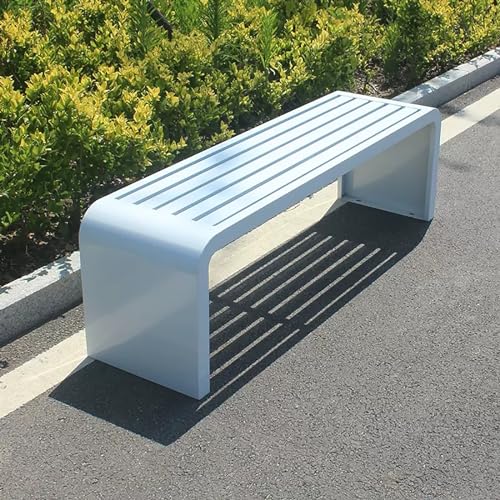 Wetterbeständige Metall-Veranda-Bank, rückenfrei, Outdoor-Möbel, Latten-Design für Terrassen, Gärten und Decks – stilvolle und funktionale Sitzlösung von Generisch