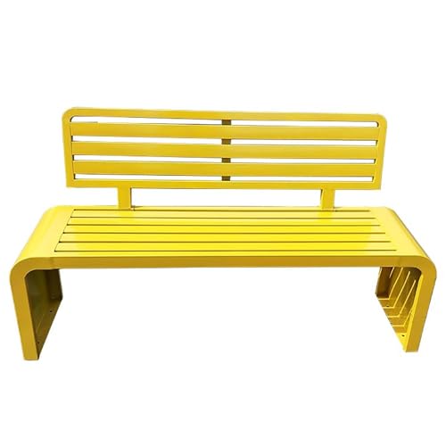 Wetterfeste Gartenbank Pulverbeschichtete Terrassensitzgruppe mit Rückenlehne Outdoor Bank für Hinterhof Veranda Park - Gelb 78.7"/200cm von Generisch