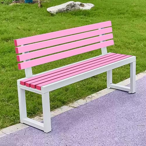 Wetterfeste Gartenbank Stabile Outdoor Terrassenmöbel mit Rückenlehne Einfache Montage Wasserdicht Robustes Design Stilvoll Weiß & Rosa 40x120x85cm von Generisch