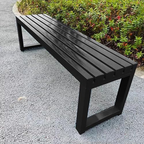 Wetterfeste Gartenbank aus Metall, für den Außenbereich, Veranda, 150 cm, strapazierfähig, 300 kg Kapazität, perfekt für Garten, Balkon, Park, Schwarz von Generisch