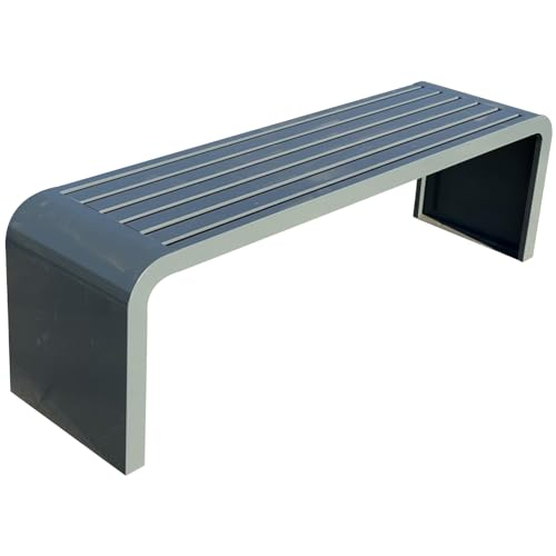 Wetterfeste Gartenbank aus Metall für 2 Personen 200kg belastbar Outdoor Terrasse & Balkon Möbel Stilvolles Rückenfreies Design 120cm Grau Bank von Generisch