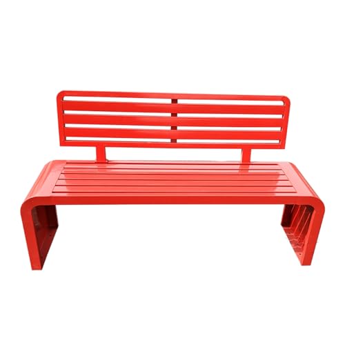Wetterfeste Gartenbank aus Metall für 3 Personen, Sitzgelegenheit aus Eisen mit Rückenlehne & Armlehnen, perfekt für Garten, Hof, Terrasse, Rot, 120 cm lang von Generisch