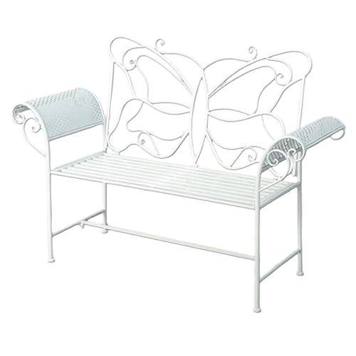 Wetterfeste Gartenbank aus Metall mit dekorativer Rückenlehne mit Schmetterlingsmuster und bequemen High-Waist-Armlehnen, ideal für Veranda und Hof-Entspannung Wetterfeste Gartenbank aus Metall mit dekorativer Rückenlehne mit Schmetterlingsmuster und bequemen High-Waist-Armlehnen, ideal für Veranda und Hof-Entspannung von Generisch