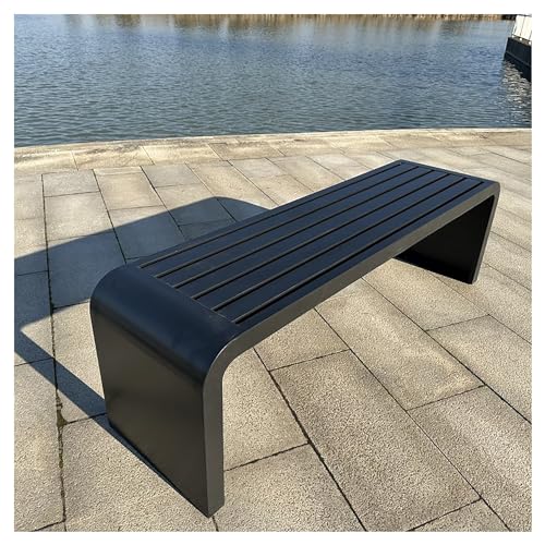 Wetterfeste Gartenbank für zwei rückenfreie Terrassensitze, perfekt für Strand, Pool, Rasen & Sonnenbaden - Stilvolles schwarzes Design Maße 200 x 40 cm von Generisch