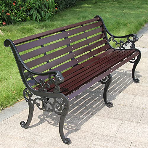 Wetterfeste Holz Gartenbank Massivholz & Metall Terrasse Sitzgelegenheit Outdoor Parkbank mit 200kg Tragkraft Perfekt für Rasen Hof & Terrasse (125x60x78cm) von Generisch