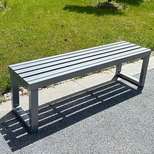 Wetterfeste Metall-Gartenbank, 99 cm, Outdoor-Sitzgelegenheit für Park, Terrasse, Rasen und Hof, 362,9 kg Kapazität, robuste graue Bank für Schulen und öffentliche Räume Wetterfeste Metall-Gartenbank, 99 cm, Outdoor-Sitzgelegenheit für Park, Terrasse, Rasen und Hof, 362,9 kg Kapazität, robuste graue Bank für Schulen und öffentliche Räume von Generisch