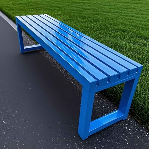 Wetterfeste Metall-Gartenbank, Parkbank, ohne Rückenlehne, 2-4-Sitzer, 100 x 40 x 45 cm und 120 x 40 x 45 cm, Outdoor-Sitzgelegenheit, 200 kg Kapazität, blau, perfekt für Garten und Terrasse von Generisch