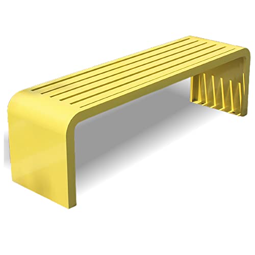 Wetterfeste Metall Gartenbank - Eisenparkbank ohne Rückenlehne für 2-8 Sitzplätze Perfekter Pavillon Balkon & Terrasse Sitzgelegenheit Gelb 150x40x45cm von Generisch