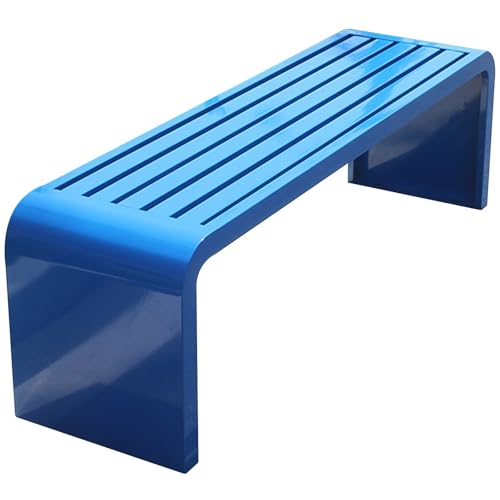 Wetterfeste Metall Gartenbank für 2 Personen Outdoor Balkon Sitzgelegenheit 200kg belastbar Stilvolle Terrassenmöbel Rückenfrei Design 120cm Blau Gartenbank von Generisch