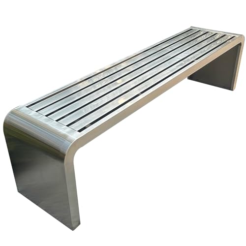 Wetterfeste Metall Gartenbank für 2 Personen Outdoor Terrasse Sitzgelegenheit 200kg Tragkraft Silber Balkonmöbel Stilvolle Metallbank Ohne Rückenlehne 100cm (39.37") von Generisch