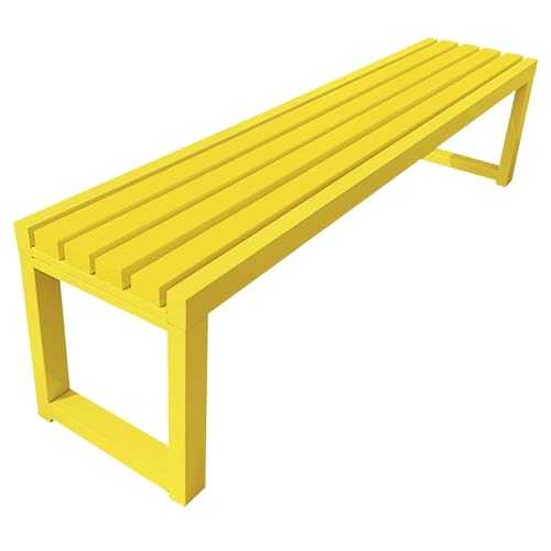 Wetterfeste schwarze Outdoor-Bank, kleiner Stahlrahmen, 1,5 m, Eingangsdekoration für Hof, Rasen, Deck – erhältlich in 6 Farben (Gelb) von Generisch