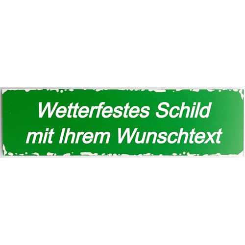 Wetterfestes Wunschtext Schild zum selbst gestalten personalisiert für draußen 20 bis 59 cm (Grün/Weiß) von Generisch