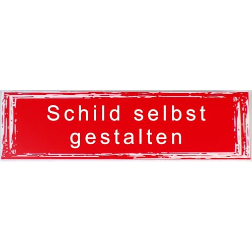 Wetterfestes Wunschtext Schild zum selbst gestalten personalisiert für draußen 20 bis 59 cm (Rot/Weiß) von Generisch