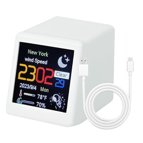 Wetteruhr | Kleine digitale Wettervorhersage | Wiederaufladbare Home Feuchtigkeitsmonitor Datum Uhrzeit Desktop Smart Control Alarm tragbar für Innenräume Outdoor Smart Digital Wecker und Desktop Deko von Generisch