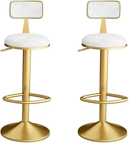 White Nordic Light Luxus Frühstück Barhocker 2er Set Höhenverstellbare Rückenlehne Barstühle Drehbarer Runder Hochstuhl für Küche Bar Bereich von Generisch