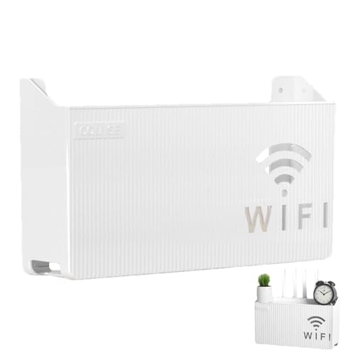 WiFi Router Wandhalterung - Wifi Router Aufbewahrungsbox Router Aufbewahrungsbox Multifunktions Router Lagerregal mit Unterkühlung Kein Stanzen ABS Wireless Router Rack Ständer von Generisch