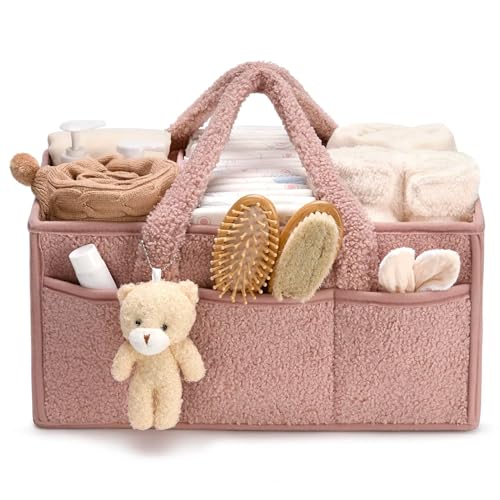 Wickeltasche Organizer, Tragbarer Wickelkorb mit Herausnehmbaren Fächern, 38x25.4x17.8cm Windel Organizer für Unterwegs mit Plüschbär, Wickeltisch Organizer für Feuchttücher und Babysachen (Rosa) Wickeltasche Organizer, Tragbarer Wickelkorb mit Herausnehmbaren Fächern, 38x25.4x17.8cm Windel Organizer für Unterwegs mit Plüschbär, Wickeltisch Organizer für Feuchttücher und Babysachen (Rosa) von Generisch