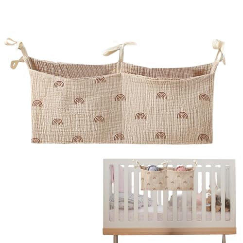 Wickeltaschen-Organizer für Kinderbett – Baby-Nachttisch-Aufbewahrungstasche | platzsparendes Kinderbettzubehör für Spielzeug, Bücher, Milchflaschen, Taschentücher, Tücher von Generisch