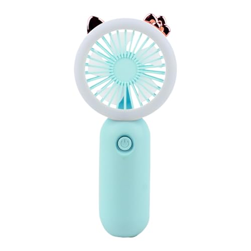 Wiederaufladbarer Handventilator, elektrischer Handventilator mit Licht, USB wiederaufladbar, tragbar, Kühlgerät, 3 Geschwindigkeitseinstellungen, Outdoor-Desktop-LED-Nachtlicht für Schreibtisch von Generisch