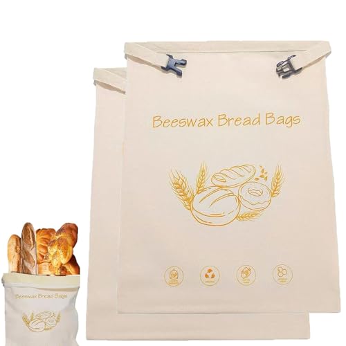 Wiederverwendbare Bienenwachs-Brotbeutel, Weit zugängliche Baumwoll- und Bienenwachs-Brotbeutel für Sauerteig, Gesunde Gefrierbehälter (2PCS) von Generisch
