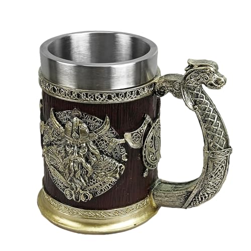 Wikingerbierbecher - Whisky Barrel Cup | Edelstahl -Whisky -Becher | Antike Männer Barrel Cup Weihnachten Geburtstage Väter Tag trinken Vintage -Stil Festliche Geschenk Idee traditionelle Stein Bar Ba von Generisch