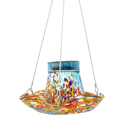Wildvogel -Feeder - Hängende Wildvogel -Badebadeler | Vogelbadefutter im Freien | Hummingbird -Feeder | Summ Bird Feeder | Wildvogelfutterläer Solar angetrieben | Fütterungsversorgungen Fleckenglas So von Generisch