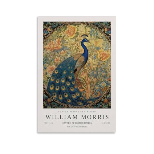 William Morris Pfau Vintage-Blumen-Wandkunst-Poster auf Leinwand, Wanddekoration, ästhetisches Schulbedarf, Gemälde, 30 x 45 cm von Generisch