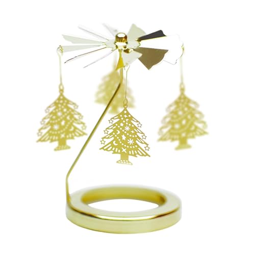 Windlicht Karussell, Weihnachtskerzenhalter Aus Metall, Teelicht Karussell Weihnachten Gold, Rotierender Kerzenhalter, Rotierender Kerzenständer, Drehender Kerzenhalter, Tischdekoration von Generisch