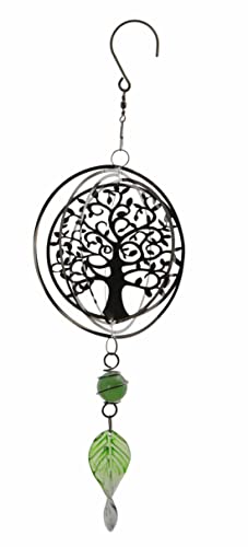 Windspiel Garten Edelstahl Dekokette Girlande Baum/Tier/Blatt/Grafik 40-57cm (Baum Rund 40cm) von Generisch