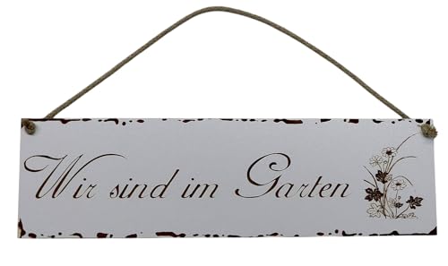 Wir sind im Garten Schild Shabby Chic Deko weiß lackiert Geschenk Deko Holz HDF ca 28 x 8 cm Wanddeko Wandbild Hängeschild Türschild mit Kordel Wir sind im Garten Schild Shabby Chic Deko weiß lackiert Geschenk Deko Holz HDF ca 28 x 8 cm Wanddeko Wandbild Hängeschild Türschild mit Kordel von Generisch
