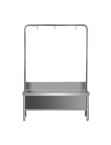 Wischbecken aus Edelstahl 304: Gewerbliche Mehrzweckwanne mit Spritzschutzrand und Überlauf, for Schulen/Küchen(High Rack,150x60cm/59.1x23.6in) von Generisch