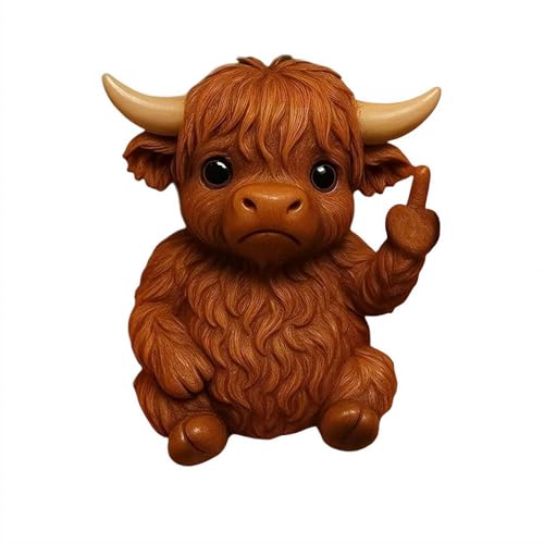 Witzige Mittelfinger-Desktop-Statue – Mini-Ornament aus Kunstharz für Büro und Zuhause, interessantes Weihnachtsstrumpffüller, kleines Desktop-Geschenk mit Humor und künstlerischem Design (Kuh) von Generisch