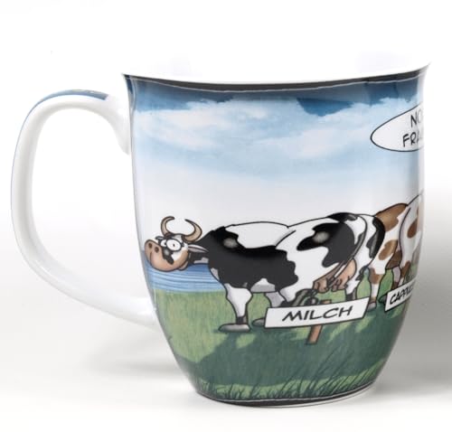 Witziger Becher 5 Kühe Maritim Tasse Porzellan Inhalt 400ml Kaffeebecher Comic Kuh Milch Kakao von Generisch