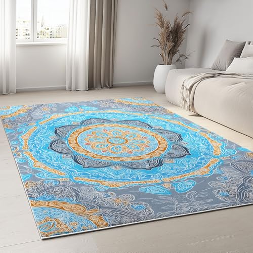 Wohnzimmer Teppiche 120 x 170 cm Bohème Stil rutschfeste Weiche Läufer für Schlafzimmer - Mandala Blumen Geometrie Waschbarer Läufer Boden Teppiche für Büro Bad Esszimmer Spielzimmer Wohnzimmer Teppiche 120 x 170 cm Bohème Stil rutschfeste Weiche Läufer für Schlafzimmer - Mandala Blumen Geometrie Waschbarer Läufer Boden Teppiche für Büro Bad Esszimmer Spielzimmer von Generisch