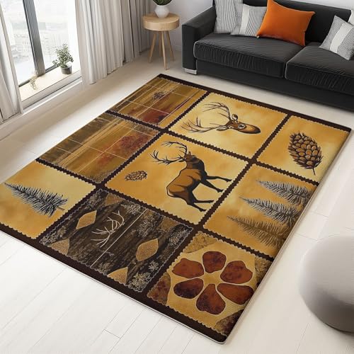 Wohnzimmerteppich 60 X 90 Cmweiche Mikrofaser Waschbar Flächenteppich, Patchwork-Muster Im Landhausstil Innenbereich Rutschfester Teppich Für Schlafzimmer Kinderzimmer Büro Küchen Gelb von Generisch