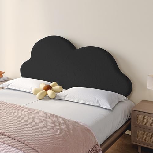 Wolkenförmiges Kopfteilkissen, weich und fest, hoher Rückprall, französischer Stil, Anti-Bump, Nachttisch-Rückenlehne, Kissen für Komfort (Schwarz, 135 x 65 x 10 cm) von Generisch