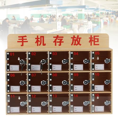 Wooden Cell Phone r - 15 Grid Phone Management for Self-Control Challenges - Multi-Cell Support for Home & Office Use B-25 Grids Space Saving Solution von Generisch