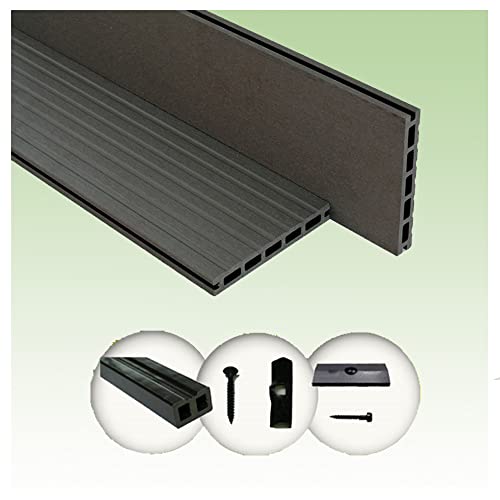 Woodstore24 Terrassendielen WPC Komplettset WoodoBasicFes (20 x 145 mm, Länge: 2,4 m) in anthrazit (32 m²) von Generisch