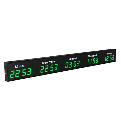 World Time Zones Clock LED Digital Multiple Time Zones Wall Clock for Hotels, Enterprises and Airports, Display Time for 3/4/5 Cities von Generisch