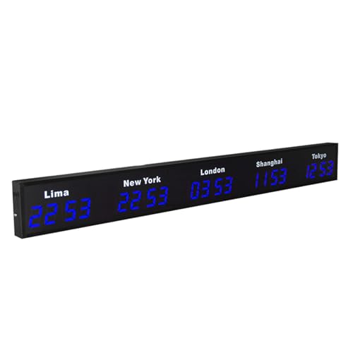 World Time Zones Clock LED Digital Multiple Time Zones Wall Clock for Hotels, Enterprises and Airports, Display Time for 3/4/5 Cities von Generisch