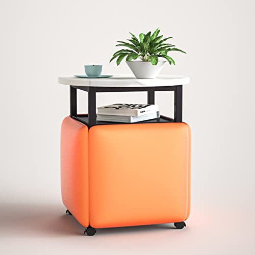 Würfel-Sitz-Set mit Lenkrollen und Couchtisch, stapelbare Ottoman-Stühle für Wohnzimmer & Heimbüro, Nesting-Hocker mit beweglichem Design von Generisch