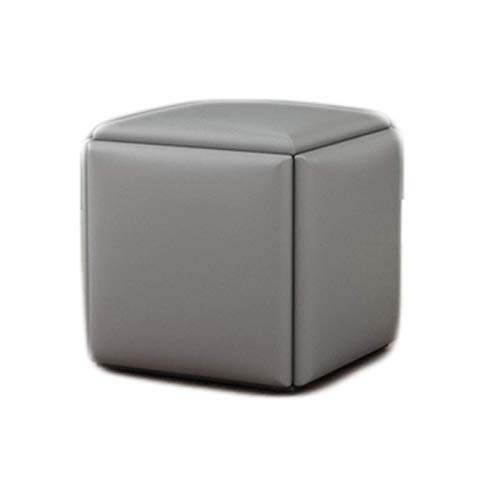 Würfelhocker aus grauem Leder – multifunktionale, platzsparende Fußstütze, gepolsterter Sitz, Aufbewahrungshocker für Wohnzimmer, vielseitiges Sofa, Stuhl, modernes Design, ideal für kleine Räume von Generisch