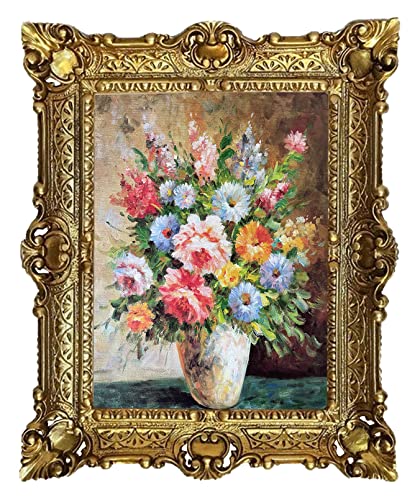 Wunderschönes Blumen Vase 56x46 cm By L. Cursore Gemälde Bilder Bild mit Rahmen Barock Antik Repro Rahmen Barockbild 50B von Generisch