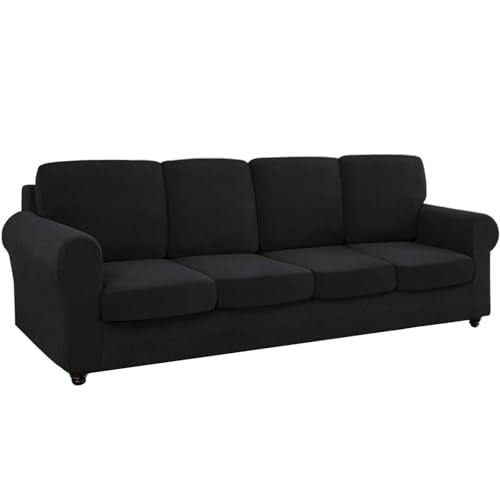 X-Large, 9-teiliges Stretch-Sofabezug-Set für 4-Kissen, rutschfest, waschbar, Möbelschutz mit elastischer Unterseite, schwarzer Couch-Schonbezug für Rückenlehne und Sitz X-Large, 9-teiliges Stretch-Sofabezug-Set für 4-Kissen, rutschfest, waschbar, Möbelschutz mit elastischer Unterseite, schwarzer Couch-Schonbezug für Rückenlehne und Sitz von Generisch