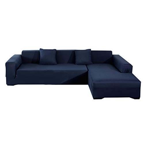 XL L-förmiger Sofabezug Marineblau, dehnbar und langlebig, Couchschutz, bequemer Ecksofa-Schonbezug für Chaiselongue-Möbel XL L-förmiger Sofabezug Marineblau, dehnbar und langlebig, Couchschutz, bequemer Ecksofa-Schonbezug für Chaiselongue-Möbel von Generisch