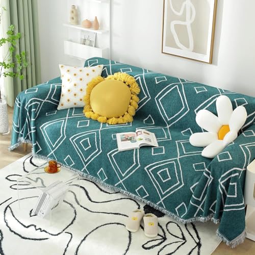 XXL-Sofabezug, rutschfest, kariert, groß, Chenille, Überwurf, Decke für Ecksofa, waschbar, Couchschutz, übergroßer Überwurf (#46, 180 x 180 cm) von Generisch