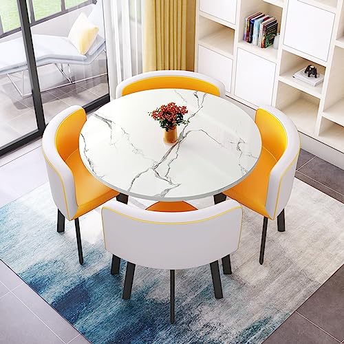 Yellow Office Reception Table and Chair Set - Modern Coffee Table & Chairs for Kitchen, Meeting Room, Library, Theater, Tea Shop - Stylish Reception Furniture Combination von Generisch